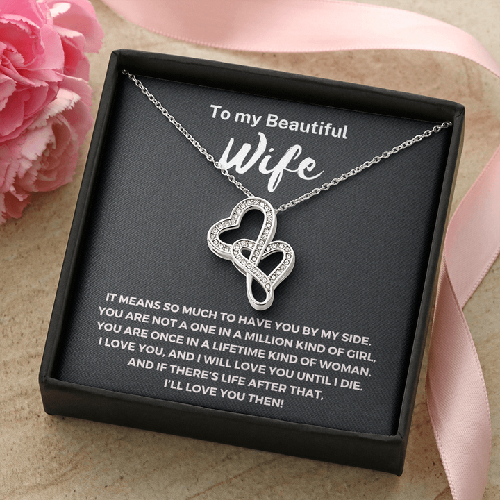 Most Special Gift For Wife 2025 - Pure Silver Double Heart Necklace Gift Set
