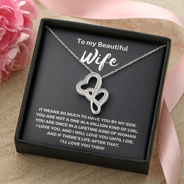 Most Special Gift For Wife 2024 - Pure Silver Double Heart Necklace Gift Set