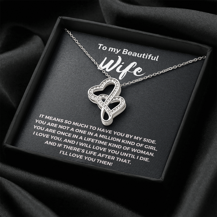 Most Special Gift For Wife 2025 - Pure Silver Double Heart Necklace Gift Set