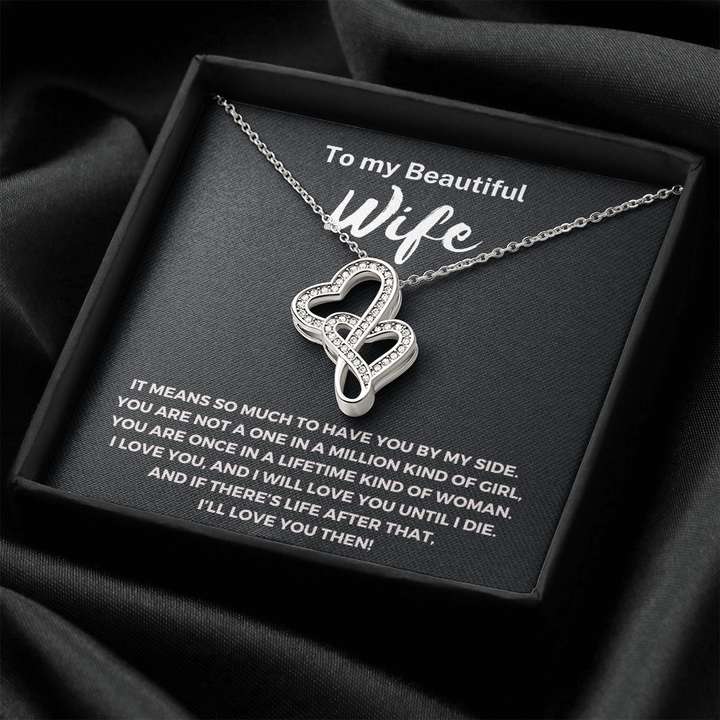 Most Special Gift For Wife 2024 - Pure Silver Double Heart Necklace Gift Set
