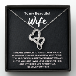 Most Special Gift For Wife 2025 - Pure Silver Double Heart Necklace Gift Set
