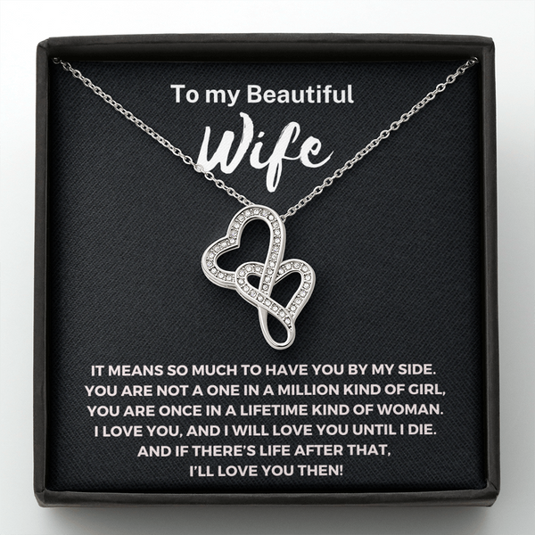 Most Special Gift For Wife 2025 - Pure Silver Double Heart Necklace Gift Set
