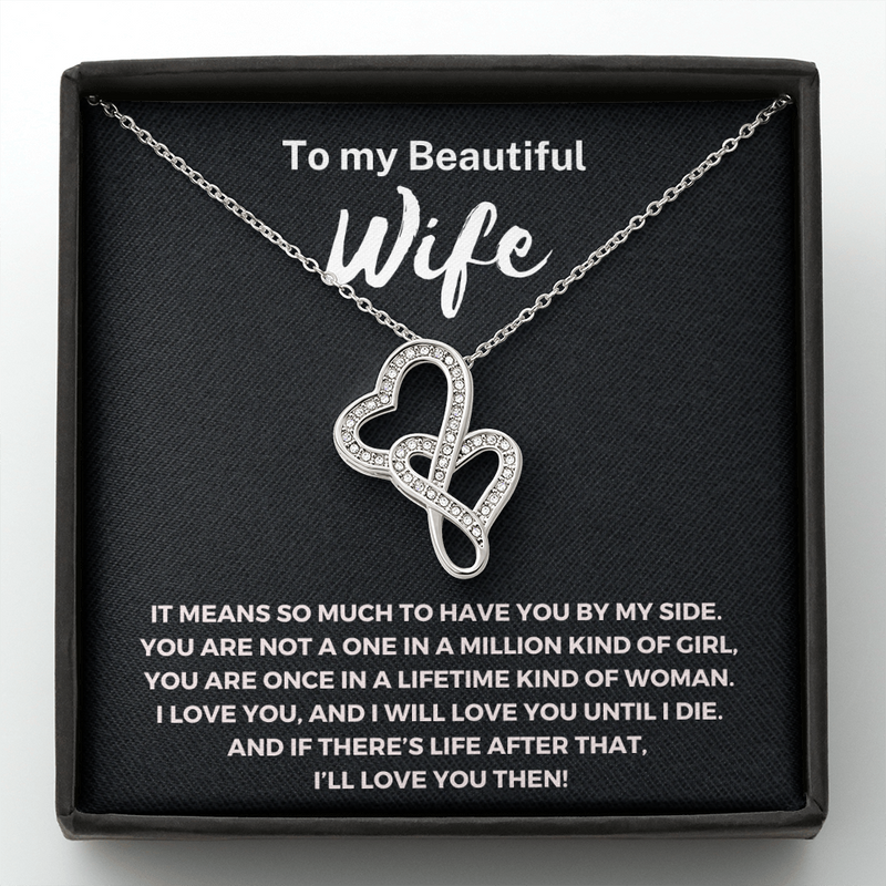 Most Special Gift For Wife 2025 - Pure Silver Double Heart Necklace Gift Set