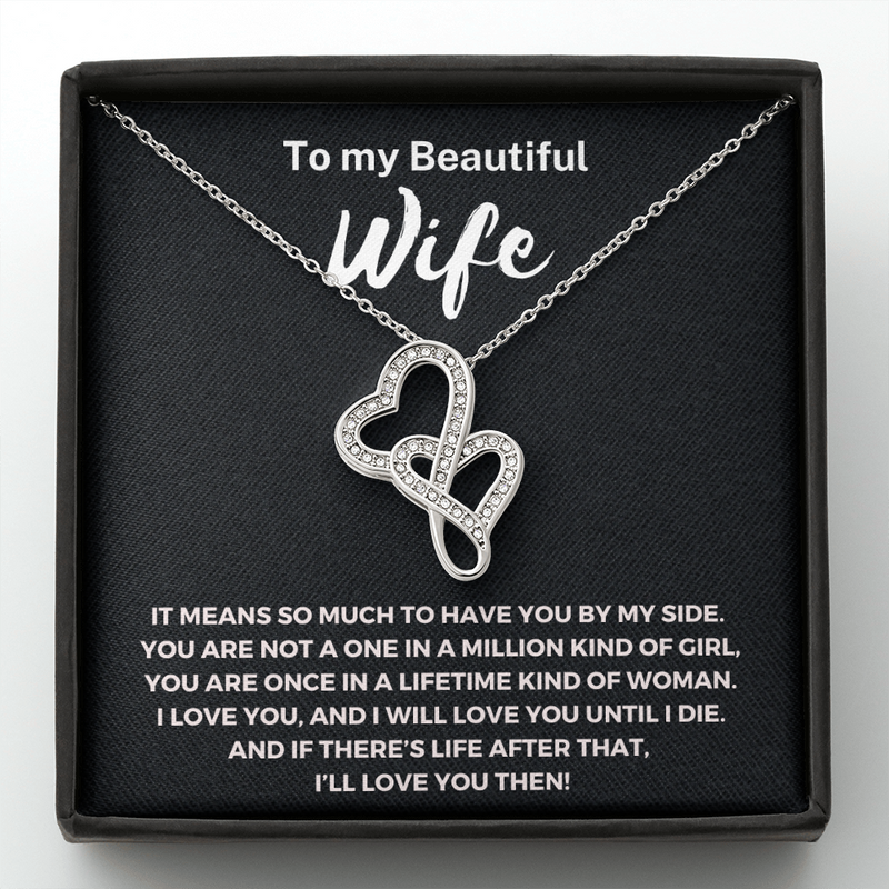 Most Special Gift For Wife 2024 - Pure Silver Double Heart Necklace Gift Set