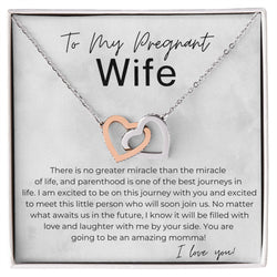 Perfect Gift For Pregnant Wife - Pure Silver Interlocking Hearts Necklace Gift Set