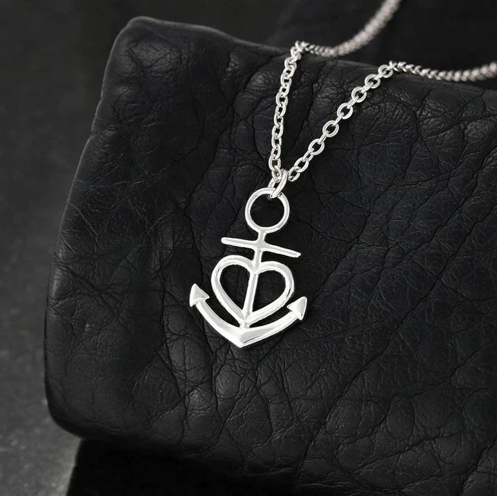 My Dearest Friend - Always Here For You - Anchor Heart Necklace - 925 Sterling Silver Pendant Set