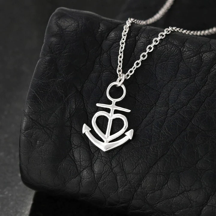 To my sister - Anchor Heart Necklace - 925 Sterling Silver Pendant Set