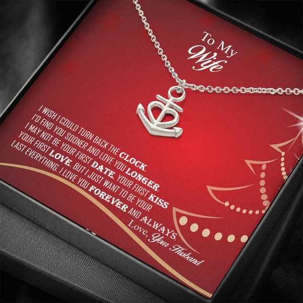 To my wife - Anchor Heart Necklace - 925 Sterling Silver Pendant Set