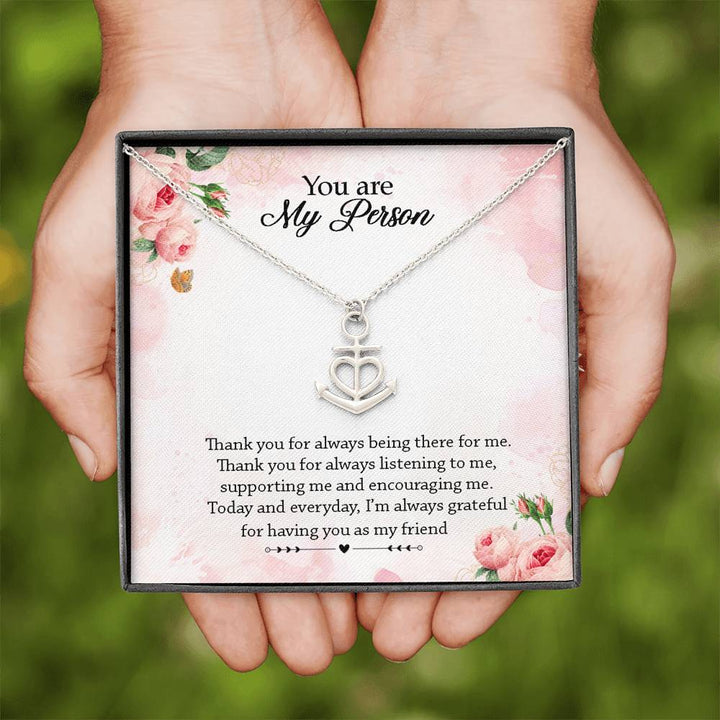 You Are My Person | Best Friend Gift - Anchor Heart Necklace - 925 Sterling Silver Pendant Set