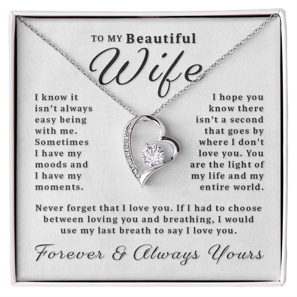 Beautiful Gift For Indian Wife - Pure Silver Heart Necklace Gift Set