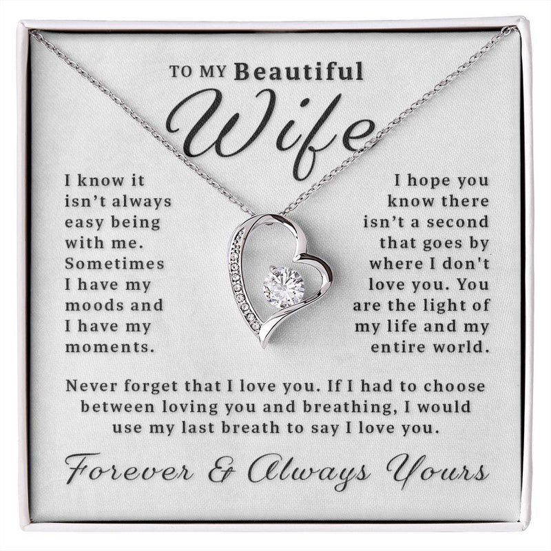 Beautiful Gift For Indian Wife - Pure Silver Heart Necklace Gift Set
