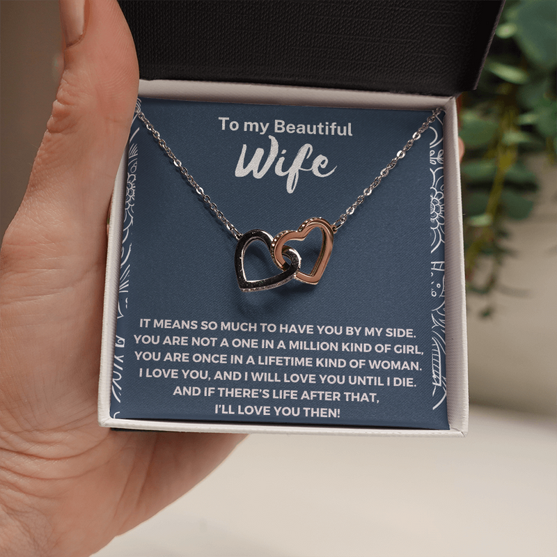 Most Special Gift For Wife - Pure Silver Interlocking Hearts Necklace Gift Set