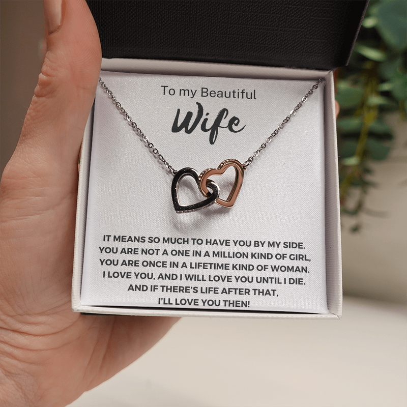 Most Special Gift For Wife - Pure Silver Interlocking Hearts Necklace Gift Set