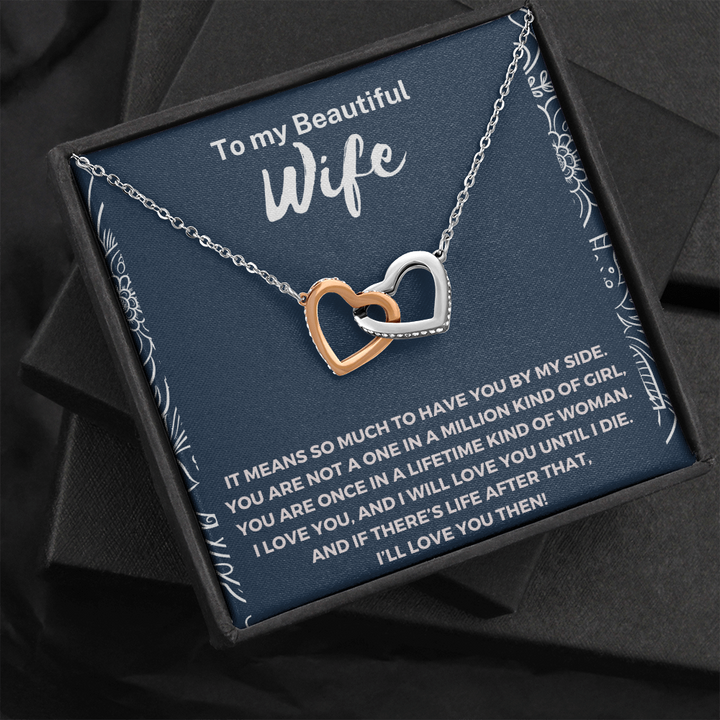 Most Special Gift For Wife - Pure Silver Interlocking Hearts Necklace Gift Set