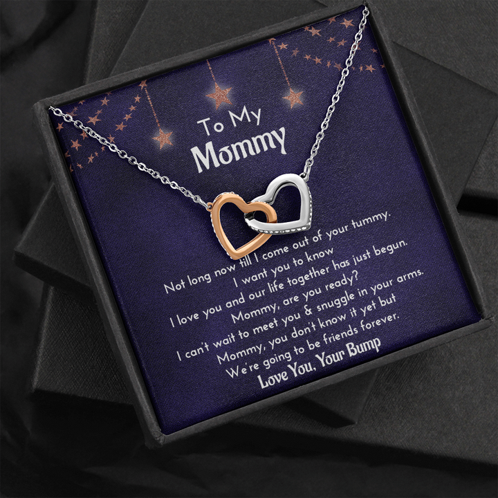 Surprise Gift for Mom to be - Pure Silver Interlocking Hearts Necklace Gift Set