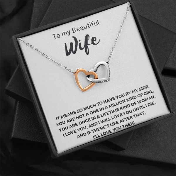 Most Special Gift For Wife - Pure Silver Interlocking Hearts Necklace Gift Set