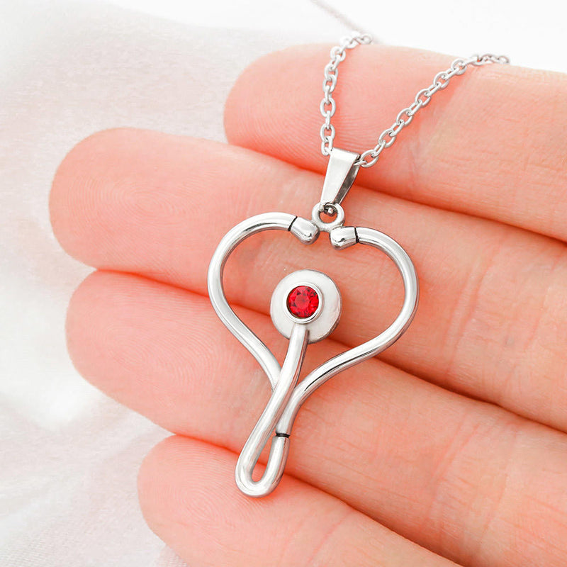 Perfect Gift For Doctor Wife - 925 Sterling Silver Stethoscope Necklace Gift Set