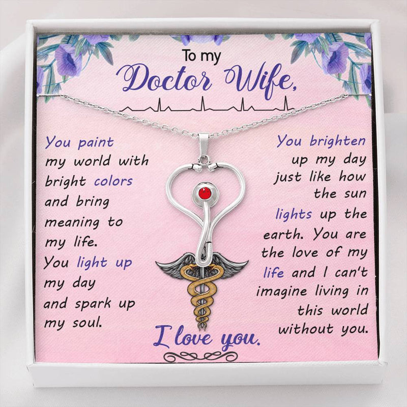 Doctor Wife You Brighten My Day - 925 sterling silver pendant gift set