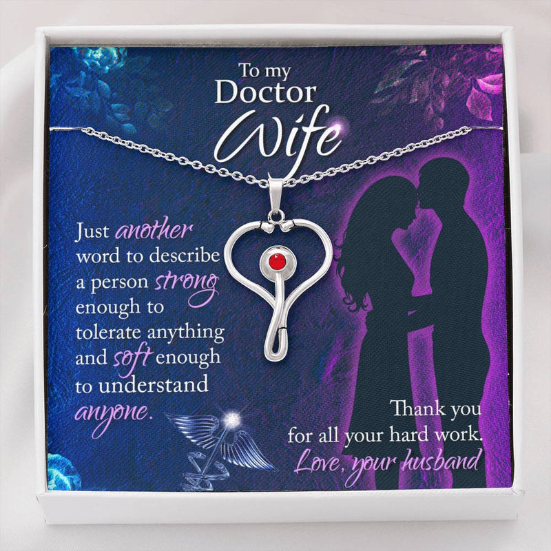 Perfect Gift For Doctor Wife - 925 Sterling Silver Stethoscope Necklace Gift Set