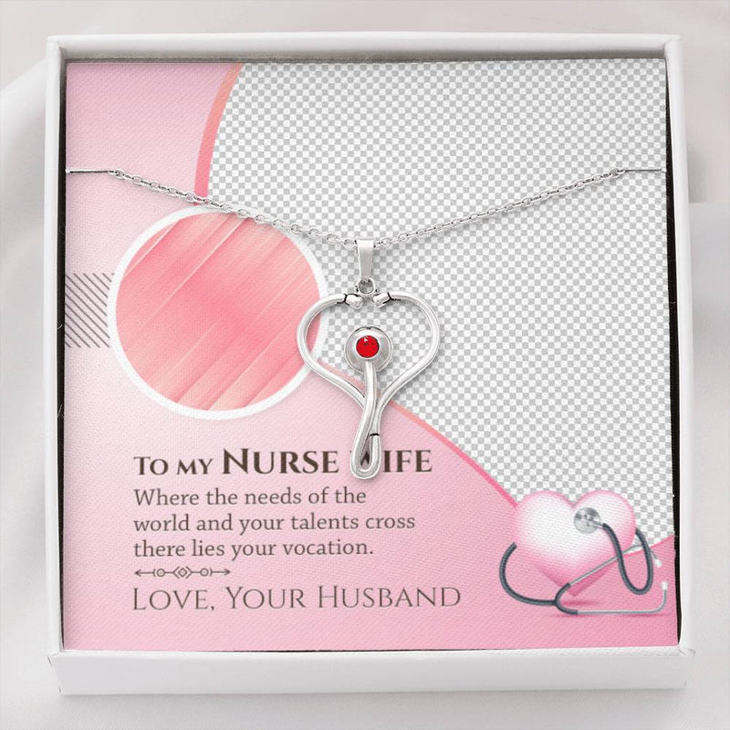 Unique Gift For Nurse Wife - 925 Sterling Silver Stethoscope Necklace Gift Set