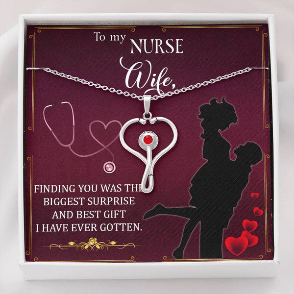 Best Gift For Nurse Wife - 925 Sterling Silver Stethoscope Necklace Gift Set