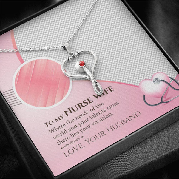 Unique Gift For Nurse Wife - 925 Sterling Silver Stethoscope Necklace Gift Set