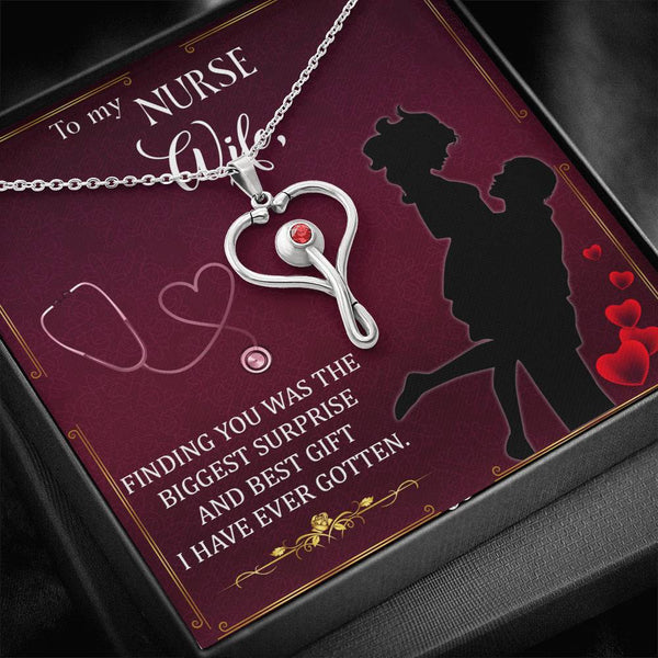 Best Gift For Nurse Wife - 925 Sterling Silver Stethoscope Necklace Gift Set