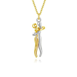 Couple Hug Necklace - 925 Sterling Silver Pendant Chain Set