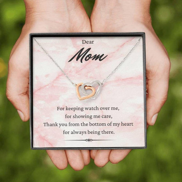 Unique Gift For Mom - Pure Silver Interlocking Hearts Necklace Gift Set