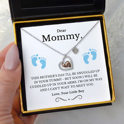 Heartfelt First Mother’s Day For New Mom/Mom to be - Baby Feet Heart 925 Sterling Silver Necklace Gift Set