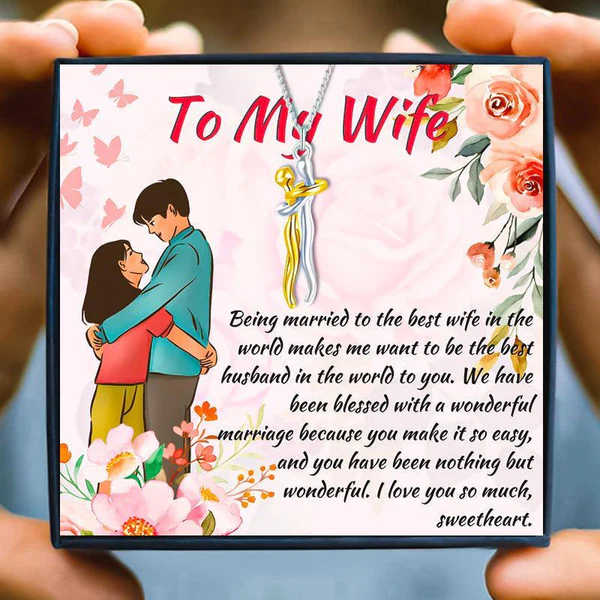 Unique Couple Gift Hug Necklace For Wife - 925 Sterling Silver Pendant Chain Set