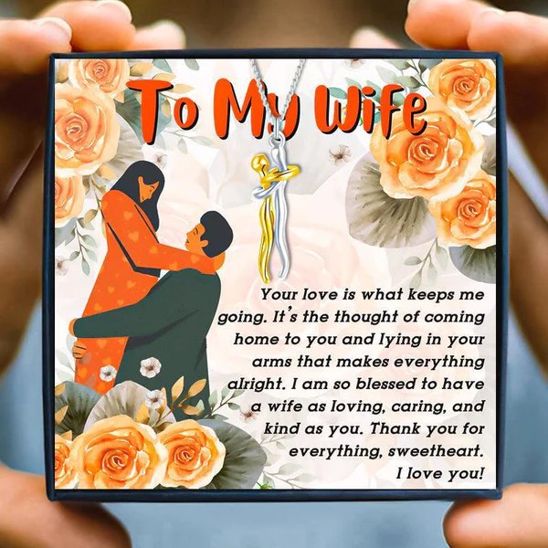 Unique Couple Hug Necklace For Wife - 925 Sterling Silver Pendant Chain Set