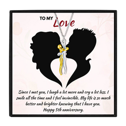 5th Anniversary Hug Necklace For Wife - 925 Sterling Silver Pendant Chain Set