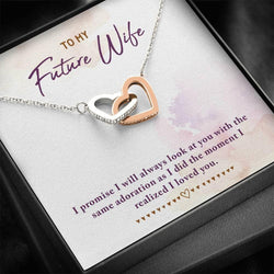 Unique Gift For Future Wife/Fiancee - Pure Silver Interlocking Hearts Necklace Gift Set