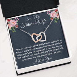 Meaningful Gift For Wife To Be - Pure Silver Interlocking Hearts Necklace Gift Set