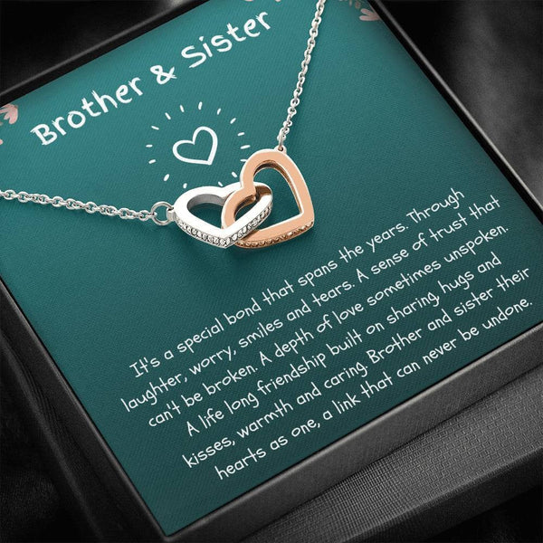 Unique Gift For Sister From Brother - Pure Silver Interlocking Hearts Necklace Gift Set