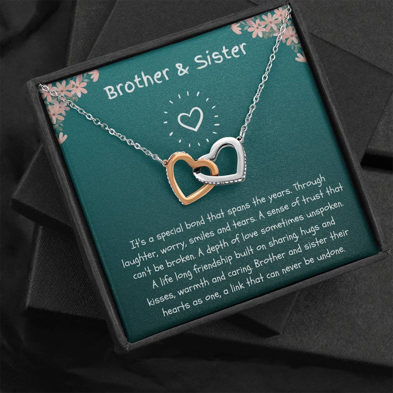 Unique Gift For Sister From Brother - Pure Silver Interlocking Hearts Necklace Gift Set
