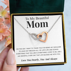 Amazing Gift For Mom - Pure Silver Interlocking Hearts Necklace Gift Set