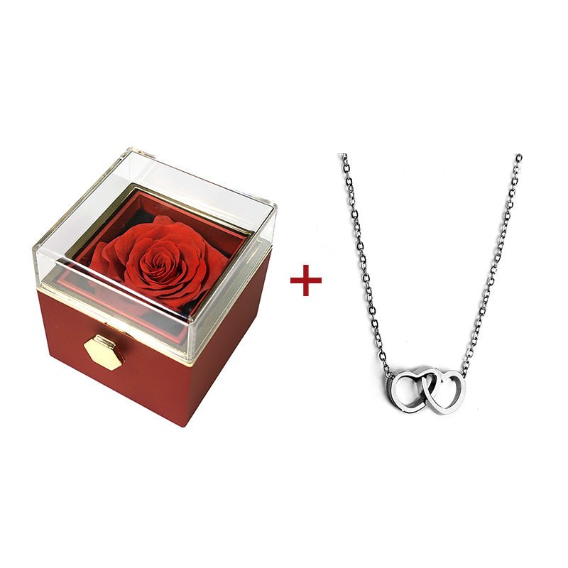 Eternal Rose Rotating Box With Pure Silver Necklace Gift Set