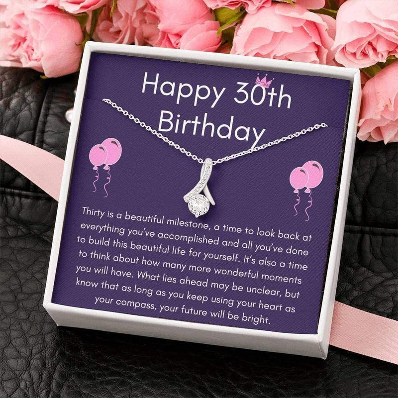 Unique 30th Birthday Gift For Female - Pure Silver Necklace Gift Set