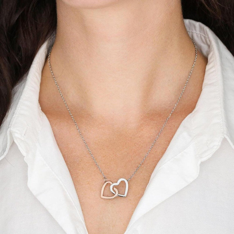 Special Gift For Female Soulmate - Pure Silver Interlocking Hearts Necklace Gift Set