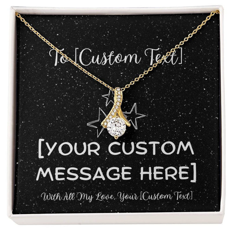 Alluring Beauty Necklace With Personalized Message Card - 925 Sterling Silver Pendant Set