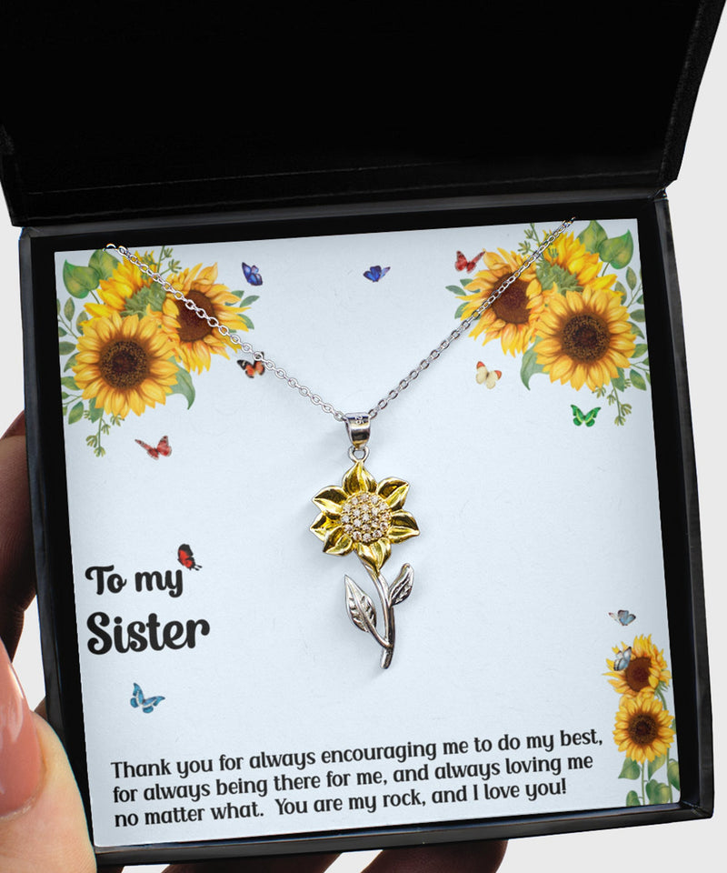 Stunning Gift Idea For Sister - Pure Silver Sunflower Necklace Gift Set