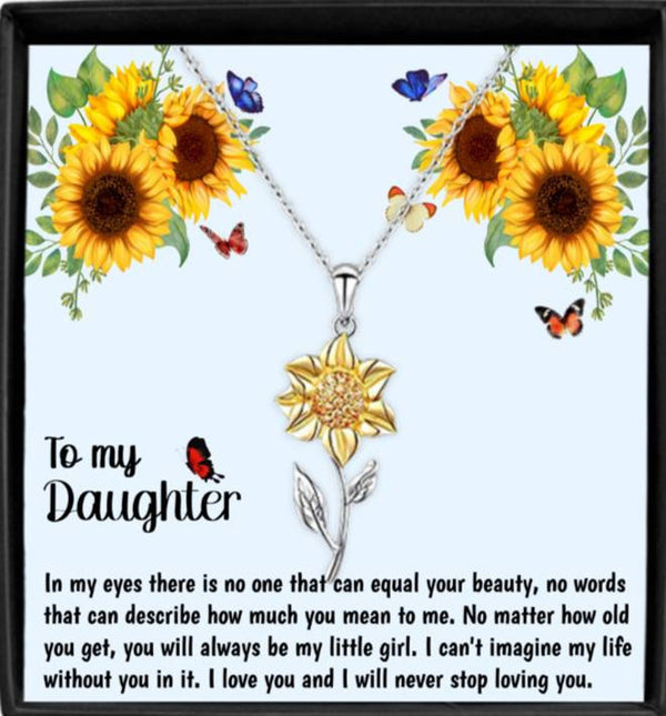 Stunning Gift Idea For Daughter - Pure Silver Sunflower Necklace Gift Set