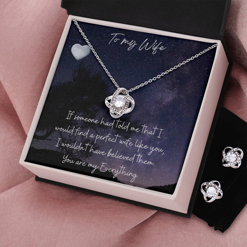 Romantic Gift Idea for Wife - Pure Silver Necklace & Earrings Complete Gift Set