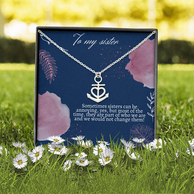 To my sister - Anchor Heart Necklace - 925 Sterling Silver Pendant Set