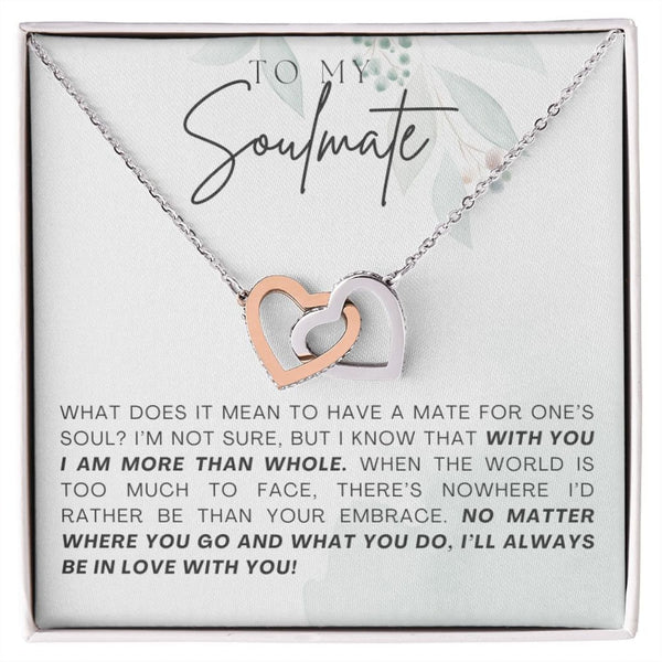 Special Gift For Female Soulmate - Pure Silver Interlocking Hearts Necklace Gift Set