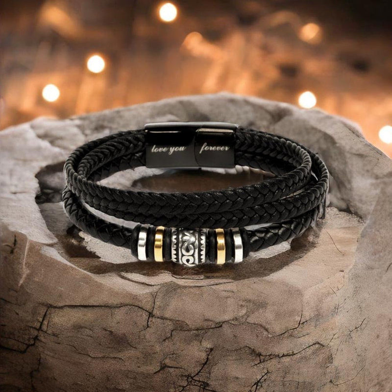 Heartfelt Gift For Male Partner - Handmade Woven Multi Layer Bracelet With Message Card