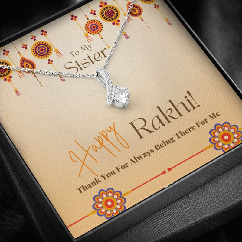 Happy Rakhi Gift for Sister 2023 - Pure Silver Necklace Gift Set