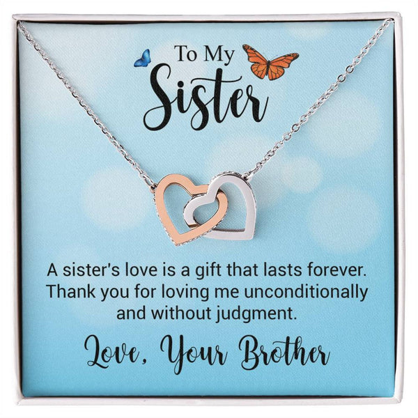 Thoughtful Gift For Sister 2025 - Pure Silver Interlocking Hearts Necklace Gift Set